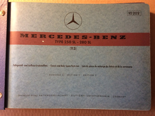 Spare Parts List - Mercedes-Benz Type 250SL - 280SL
